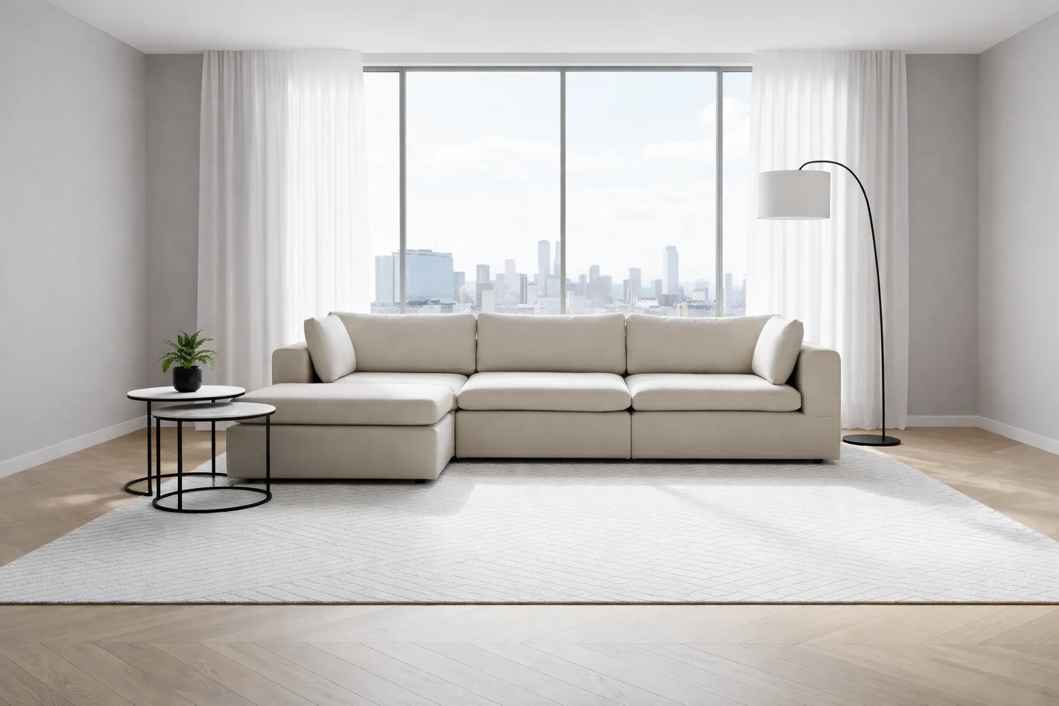 Sala con sofá modular de Distrito Design